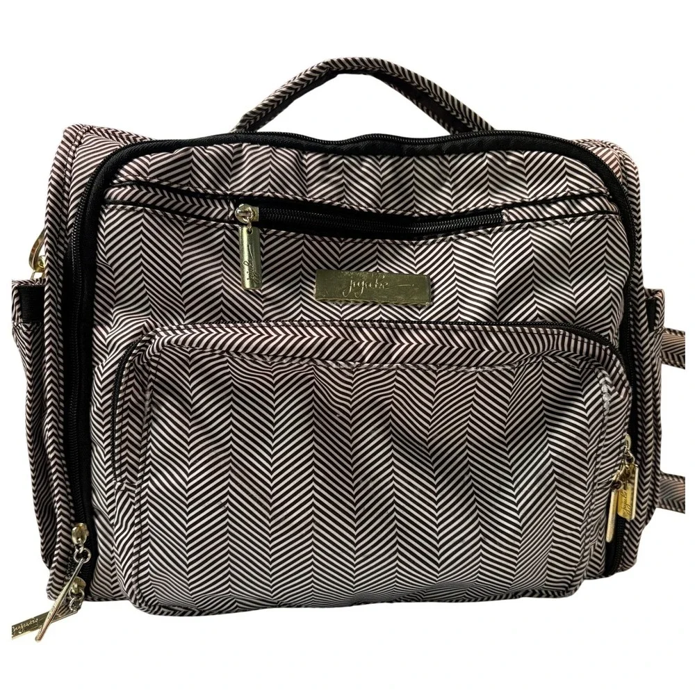 Ju-Ju-Be BFF Diaper Bag Queen of the Nile Chevron Backpack Messenger Bag Gold